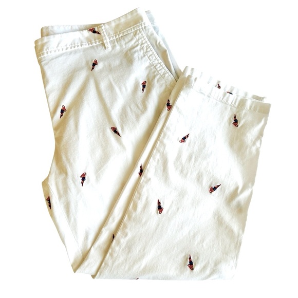 Talbots Pants Parrot Embroidered Relaxed Chino White Cotton Plus Size 16WPetite - Picture 4 of 16